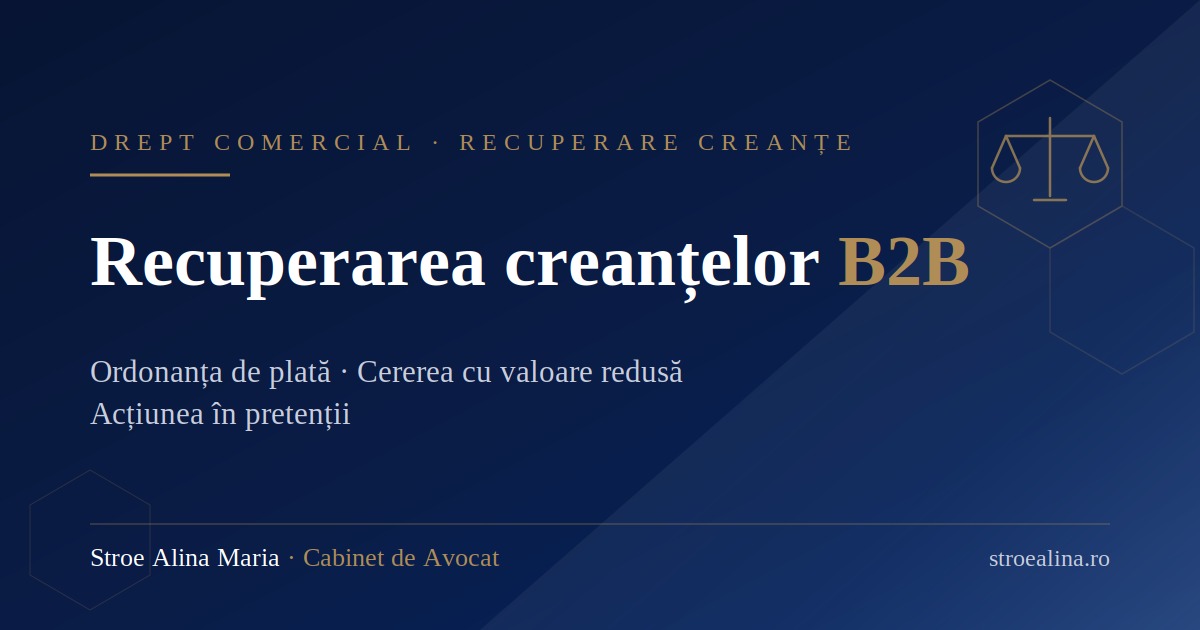 Recuperarea creanțelor B2B: ordonanța de plată, cererea cu valoare redusă sau acțiunea în pretenții?